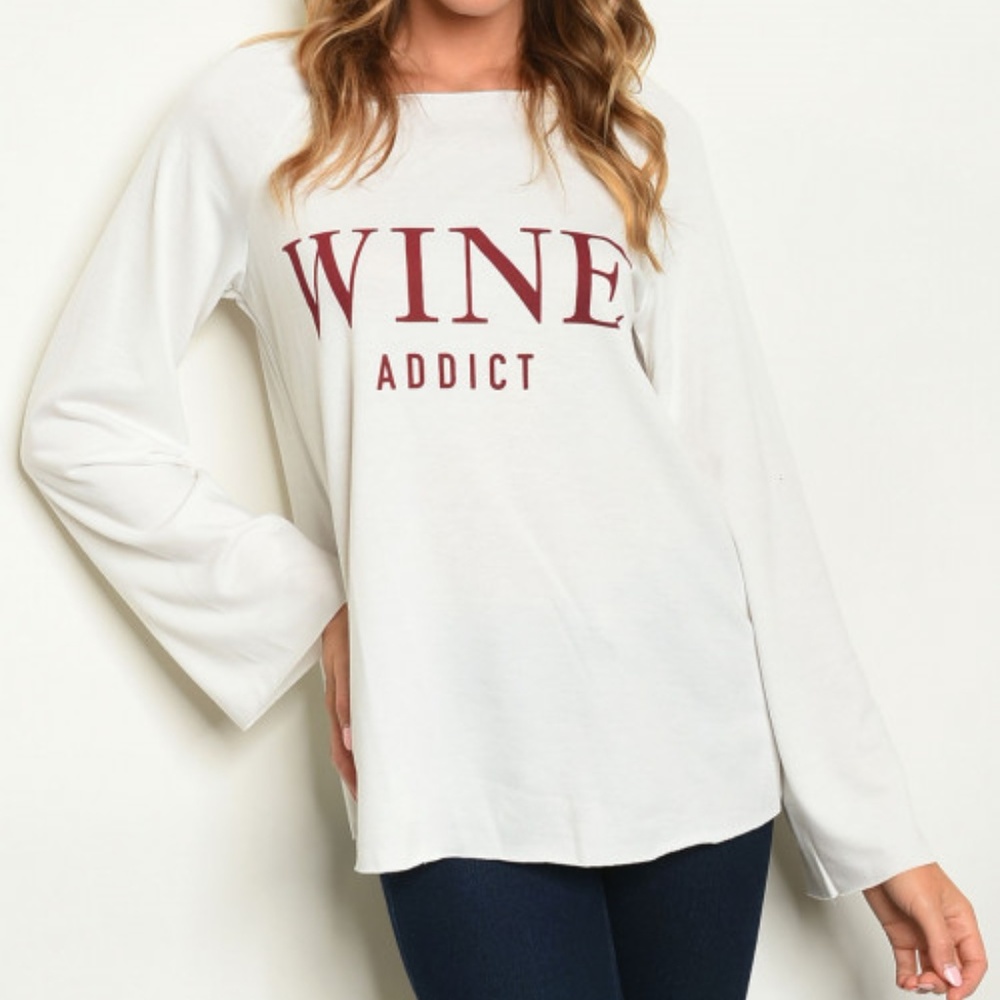 OFF WHITE "WINE ADDICT" PRINT TOP - Picture 1 of 4